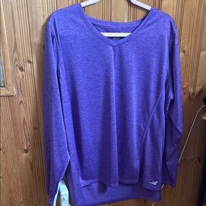 BCG 2x Purple Long Sleeve V-Neck Top
